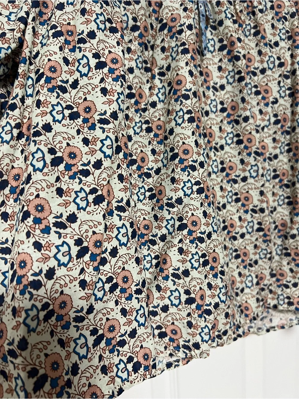 Othilia Laura Peasant Blouse Anthropologie Floral Blue Print Puff Sleeve NWOT S